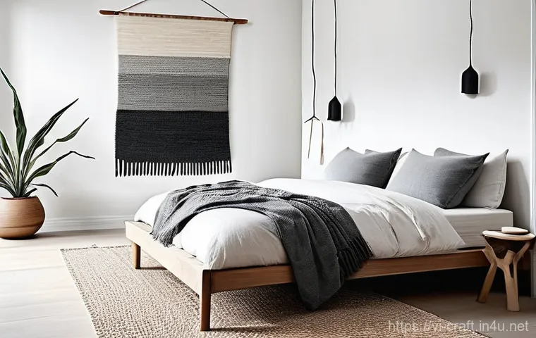 수공예 타피스트리 - **Bohemian Macrame Tapestry in a Sunlit Living Room:**
    A vibrant, hand-woven bohemian macrame ta...