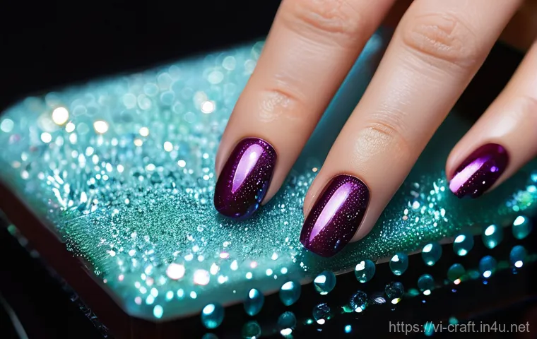 수공예 손톱아트 - **Prompt 2: Minimalist Elegance Nail Art Display**
    "A stunning, medium close-up of a female hand...