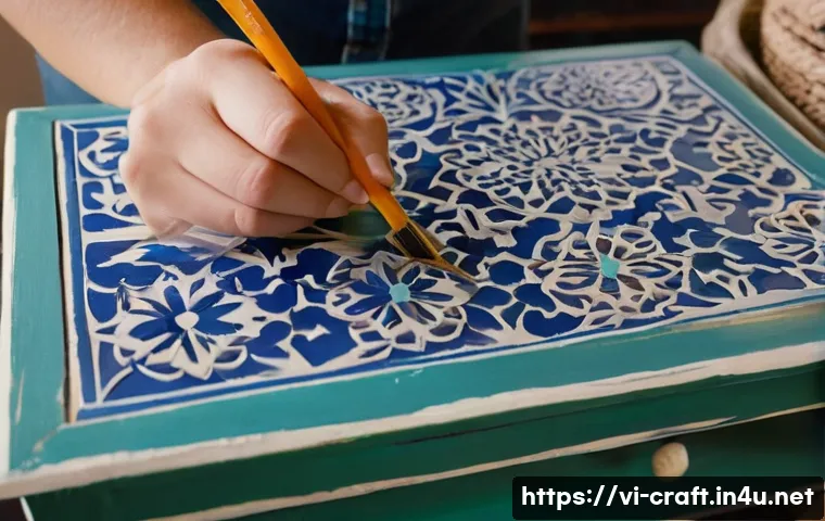 수공예 스텐실 아트 - **Prompt 1: Rustic Table Transformation**
"A young person, around 20 years old, with casual clot...