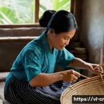 Home 22 수공예 고대 공예 - A skilled Vietnamese artisan from Central Vietnam weaving bamboo and rattan baskets in a traditional...